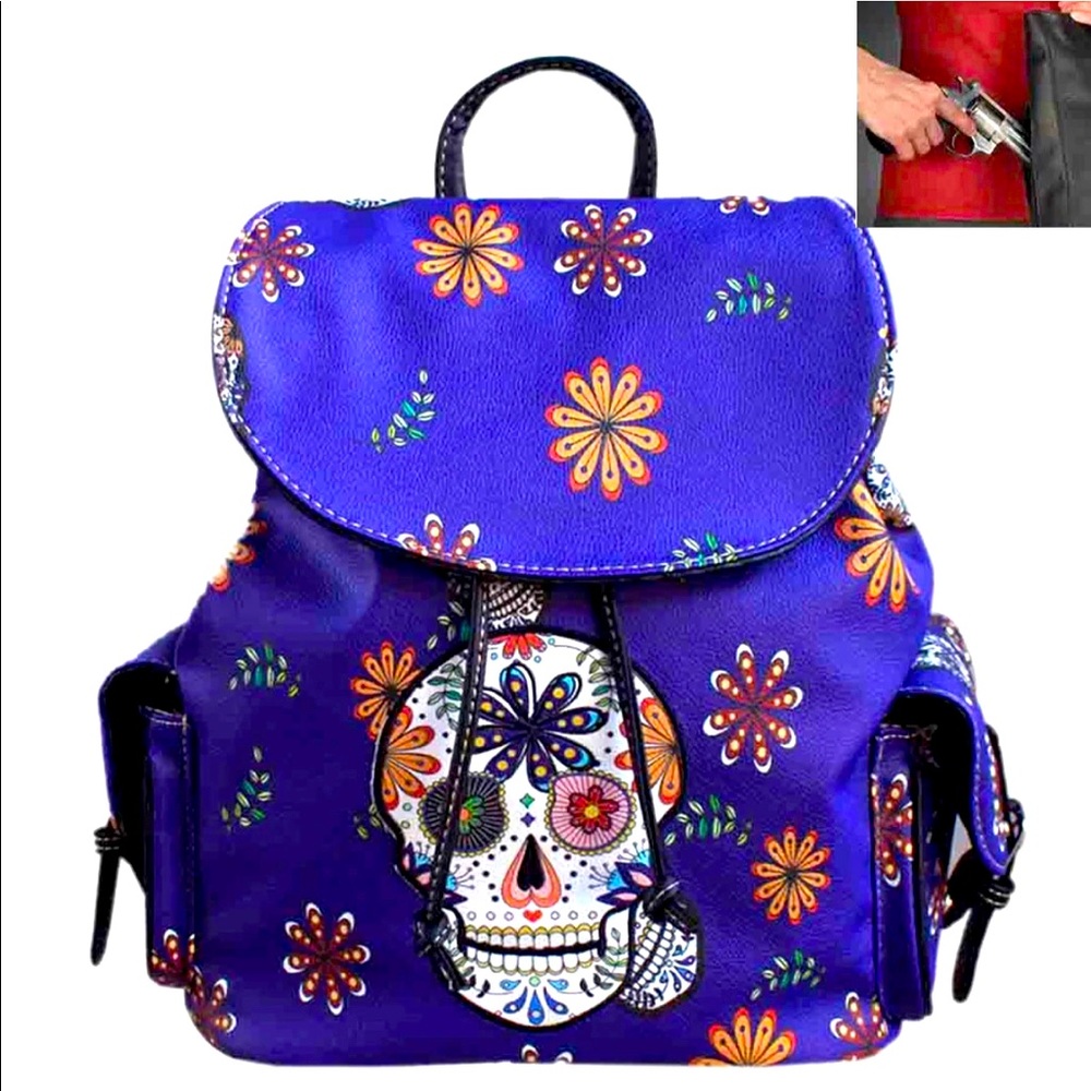 Concealed Carry Sugar Skull Western Cowgirl Backpack 🎒